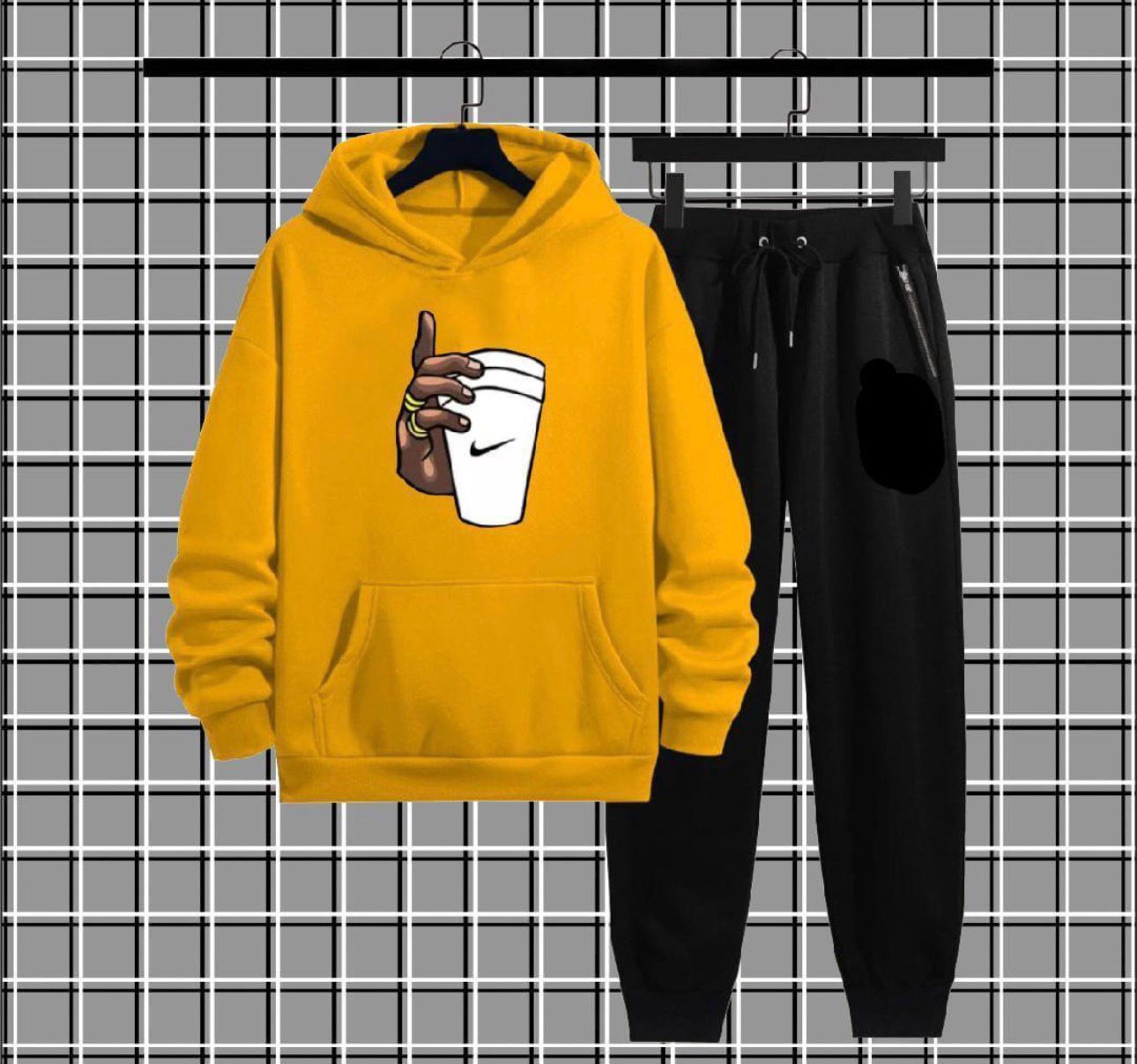 Coffee Cup Graphic Fleece Hoodie Tracksuit – Men’s