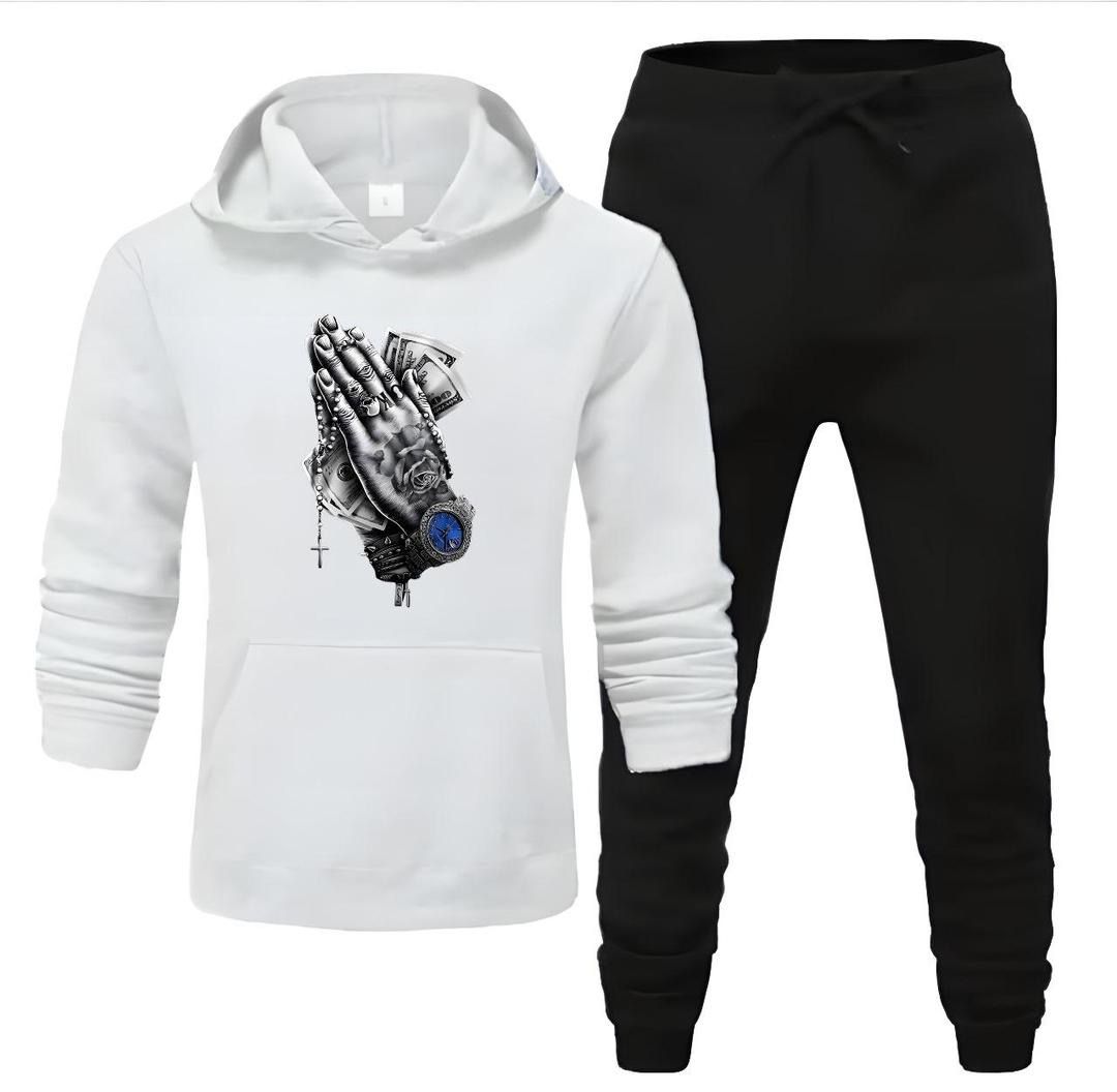 Mafia Hands Graphic Fleece Hoodie Tracksuit – 2-Piece Set