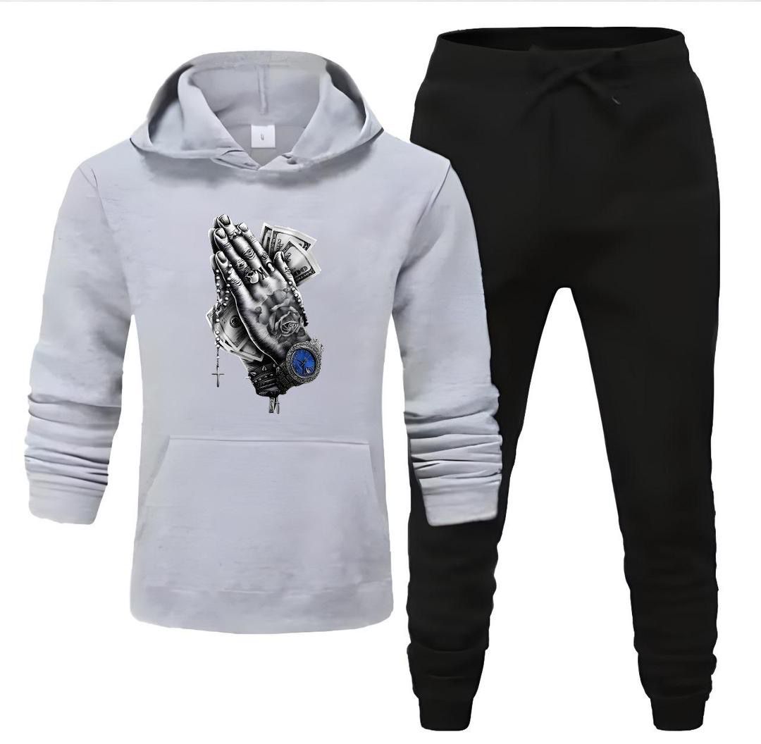 Mafia Hands Graphic Fleece Hoodie Tracksuit – 2-Piece Set