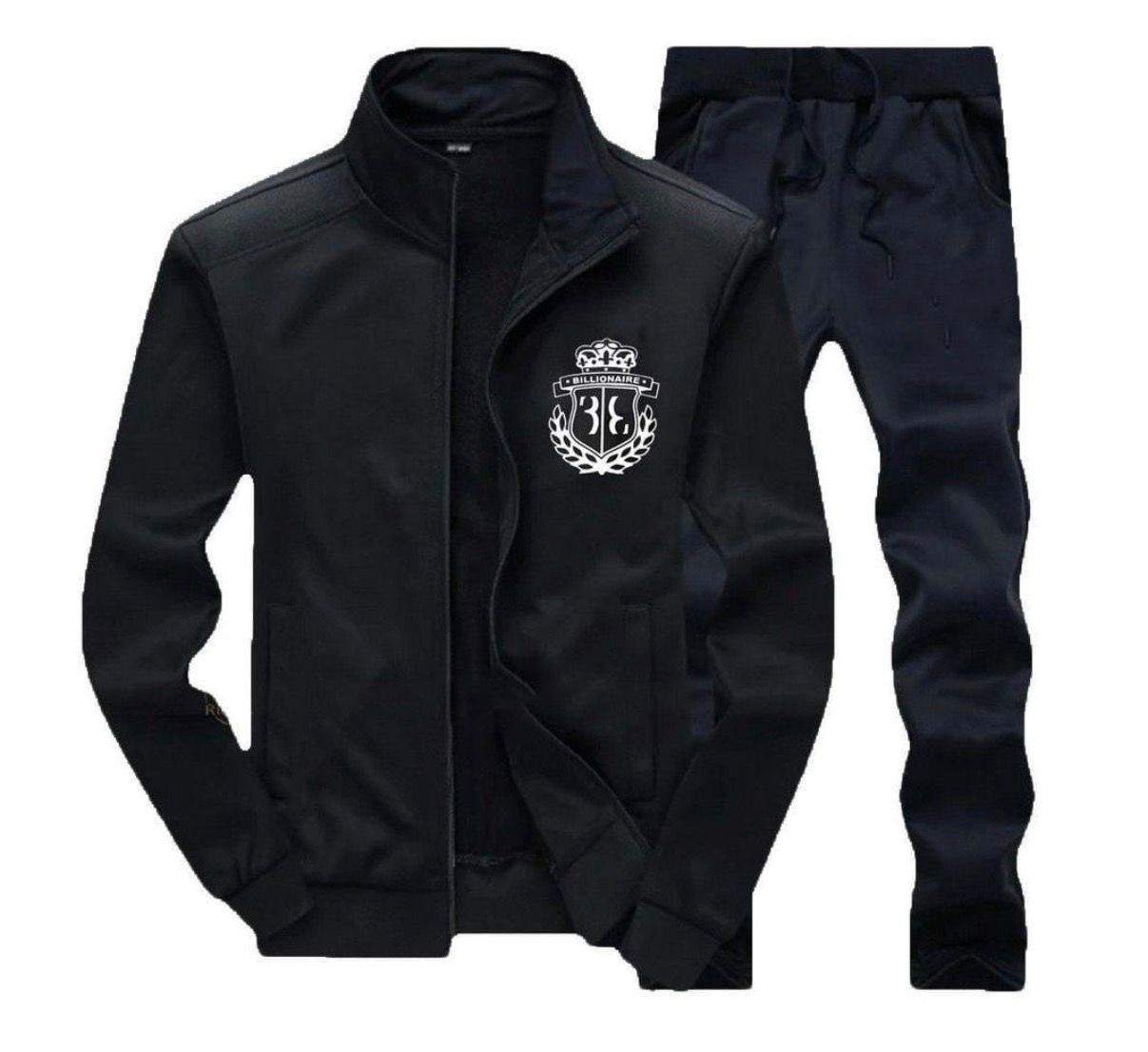 Men’s Premium Billionaire Crest Fleece Track Suit – Black