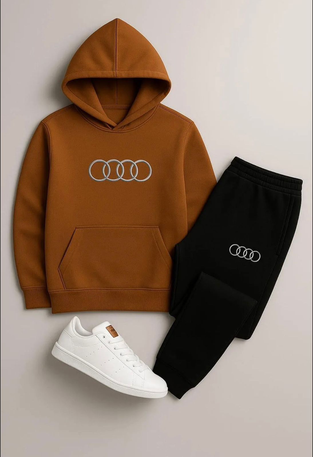Men’s Premium Fleece Hoodie Track Suit – Audi Rings Printed | Winter Warm Sportswear