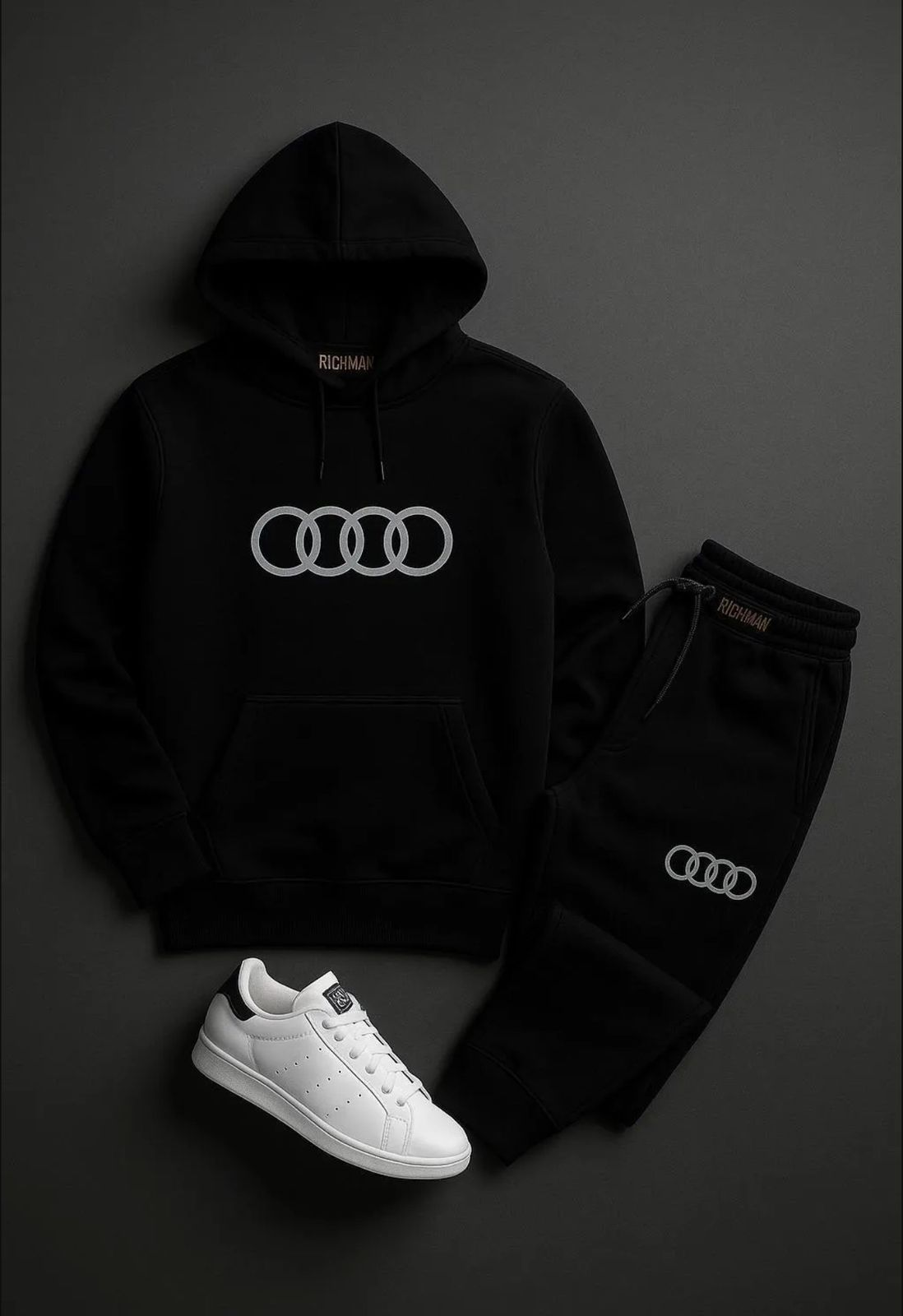 Men’s Premium Fleece Hoodie Track Suit – Audi Rings Printed | Winter Warm Sportswear