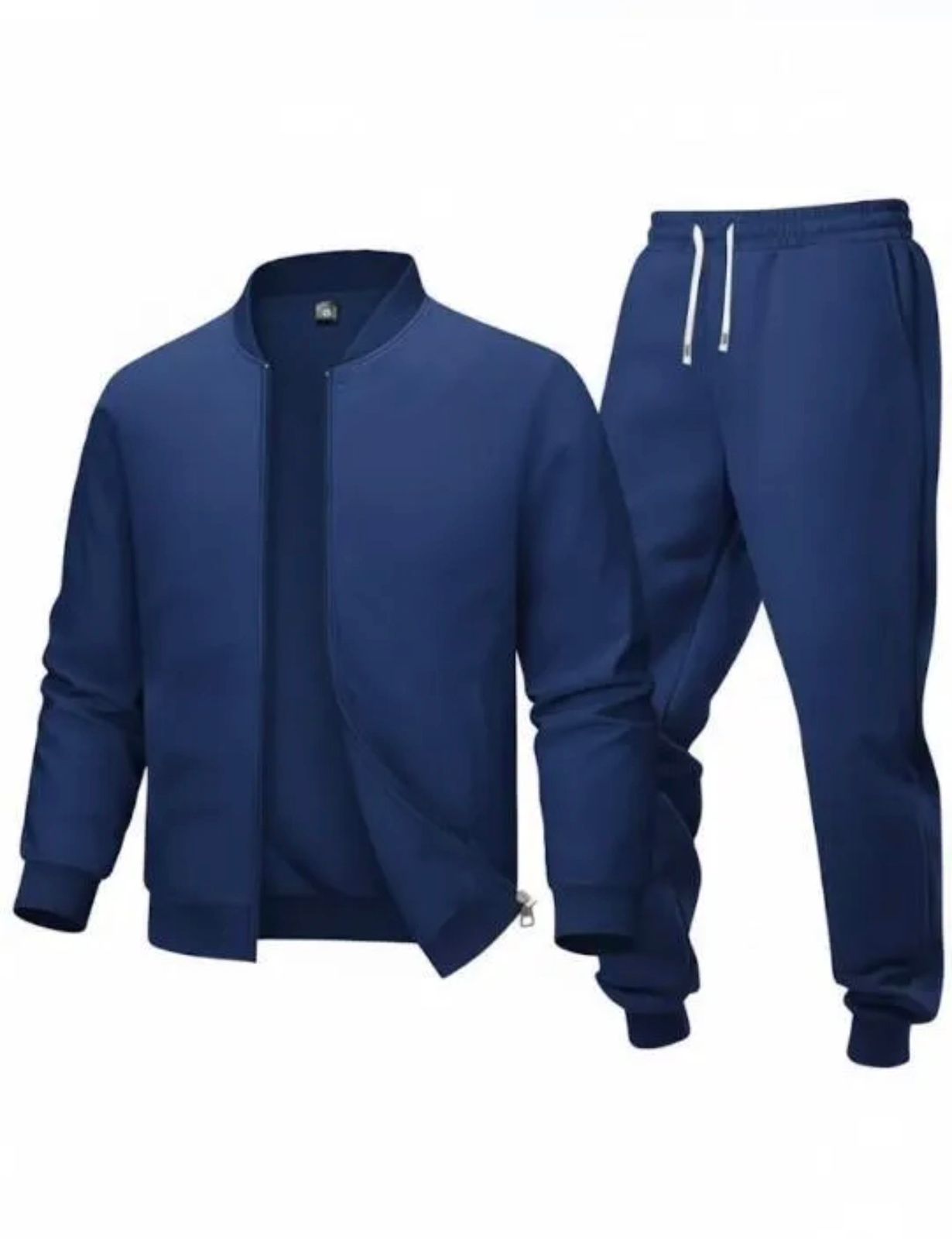 Men's Premium Fleece Ban Collar Zipper Track Suit – Plain | Winter Wear
